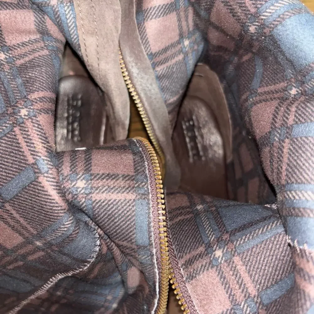 Born Tall Leather Boots Brown Riding Buckle Stacked Heel Size 8.5 - Picture 11 of 11